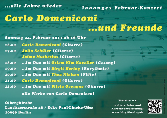 Poster design for Carlo Domeniconi's Alle Jahre wieder concert, 2013