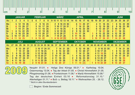 GSE pocket calendar, designed by Ursa Major Design in Berlin