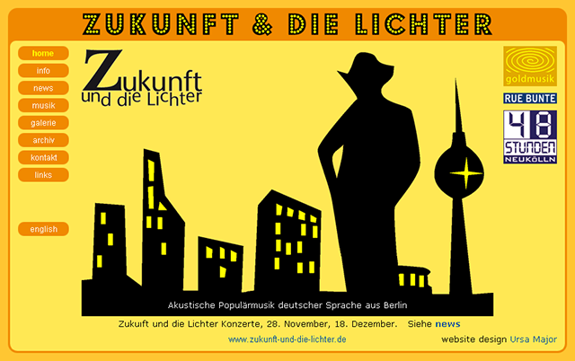 Zukunft und die Lichter. Website designed by Ursa Major Design in Berlin